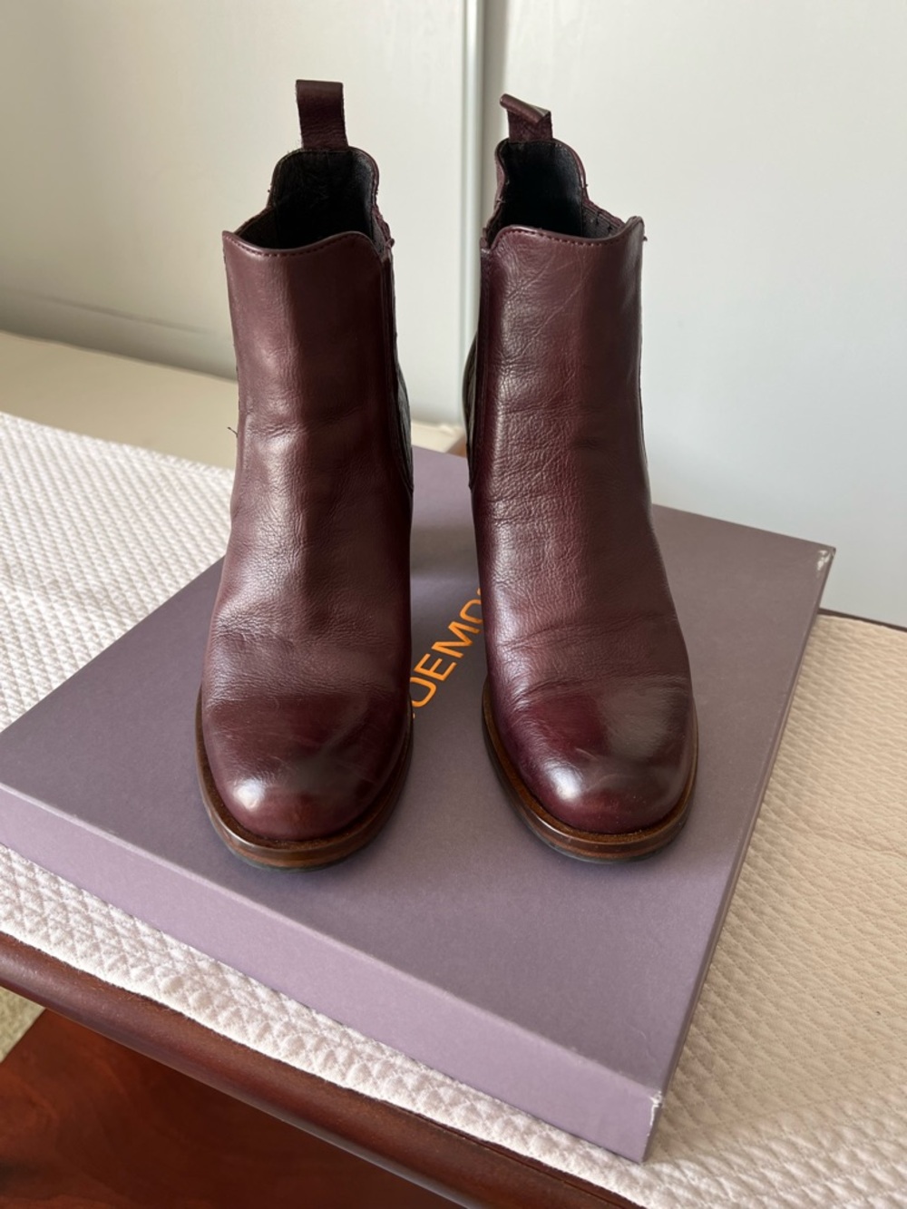 Boemos Women's deep  Burgundy Leather Ankle Boots